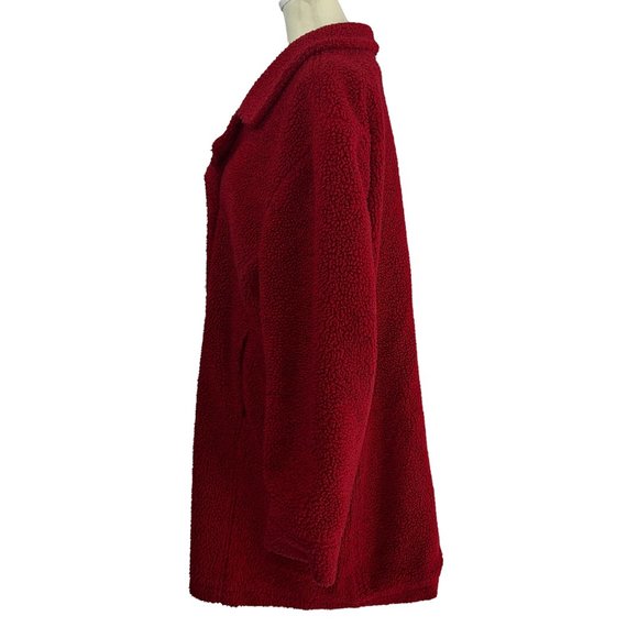 Tasha Polizzi Red Fleece Double-Breasted Coat Size Large - Picture 3 of 7